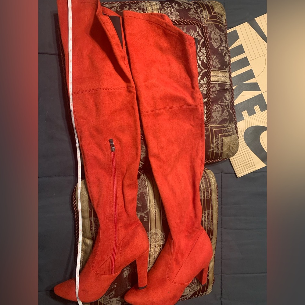 Great condition red suede boots